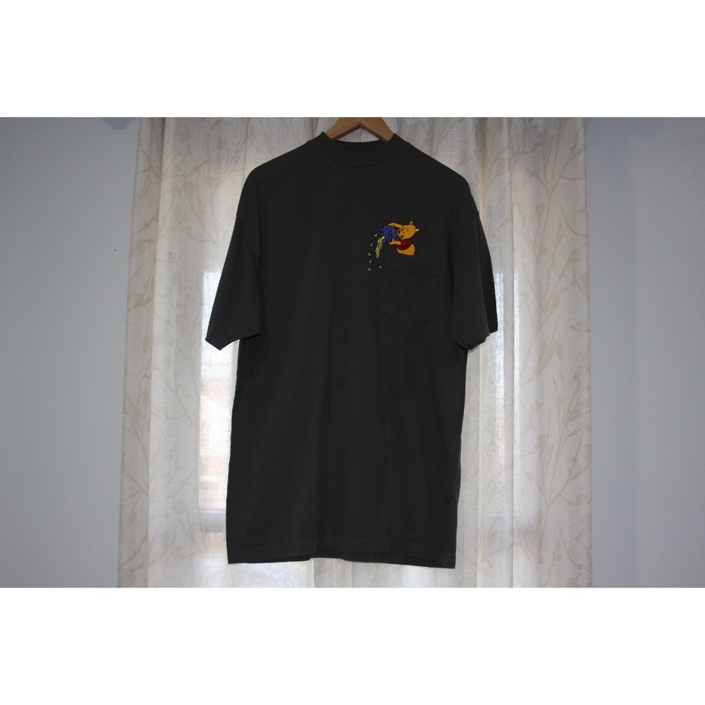 Disney Store T-Shirt XL Winnie the Pooh Embroidered‎ Dark Gray Short Sleeve